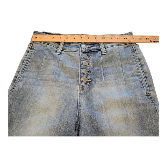 Judy Blue Wide Leg Crop Jeans Womens 7/28 Blue Light Wash Button Fly Bohemian - Picture 9 of 12